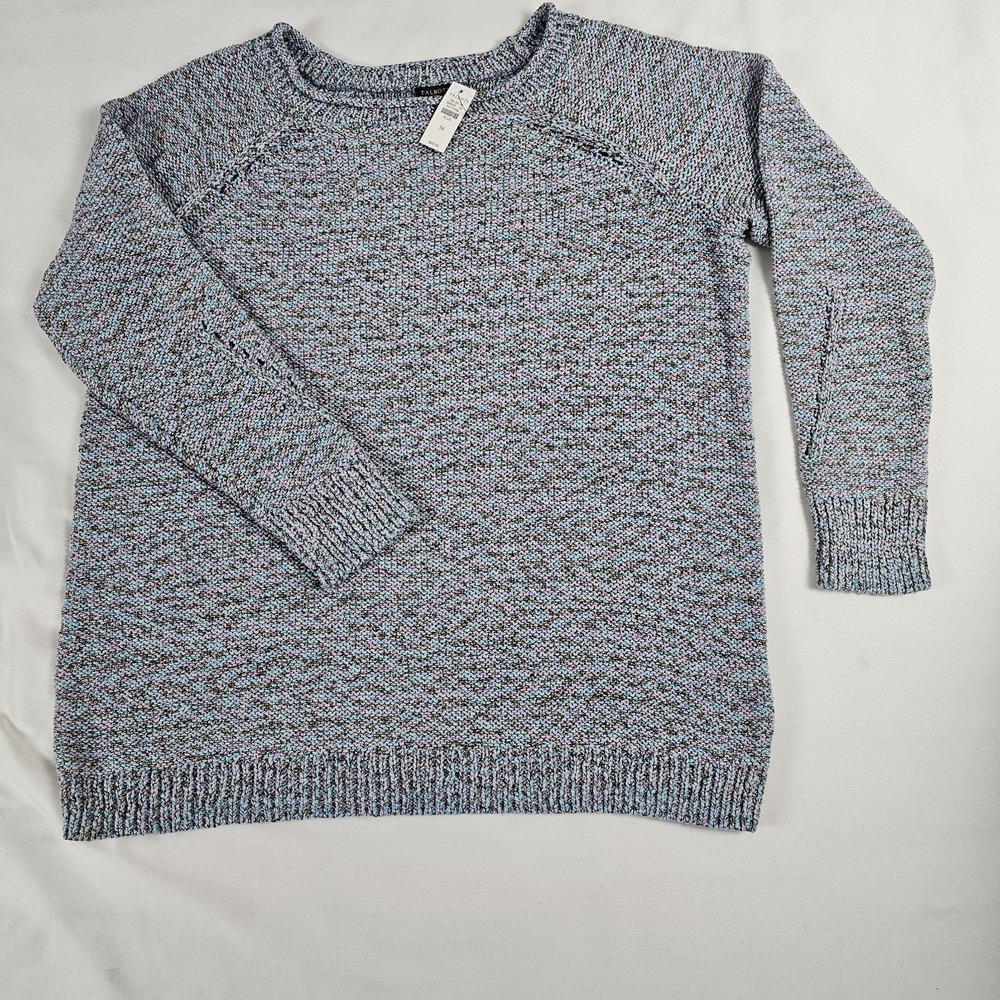 NEW Talbots Women Loose Knit Sweater Purple Blue‎ Copper size 1X